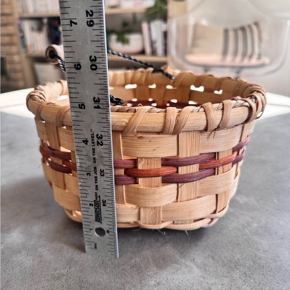 Vintage Handwoven Basket with Wood bottom and Metal and Wood Handle - Picture 7 of 7